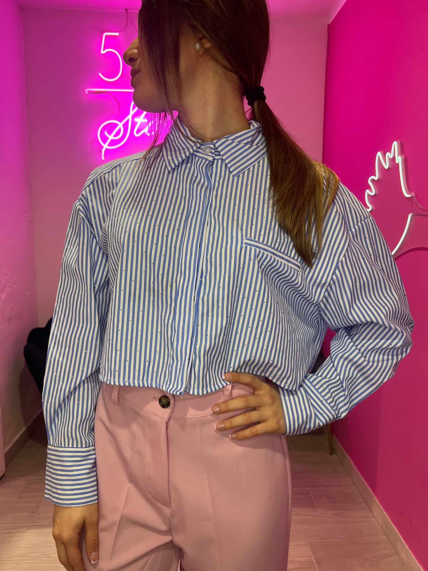 CAMICIA A RIGHE AZZURRA
