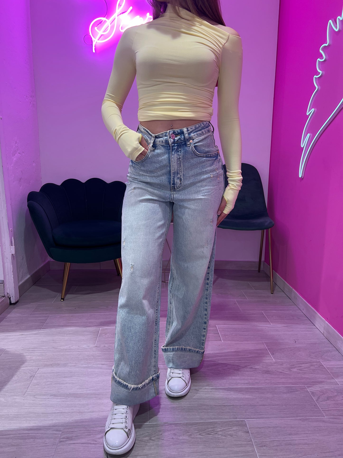 JEANS RISVOLTONE SLAVATO