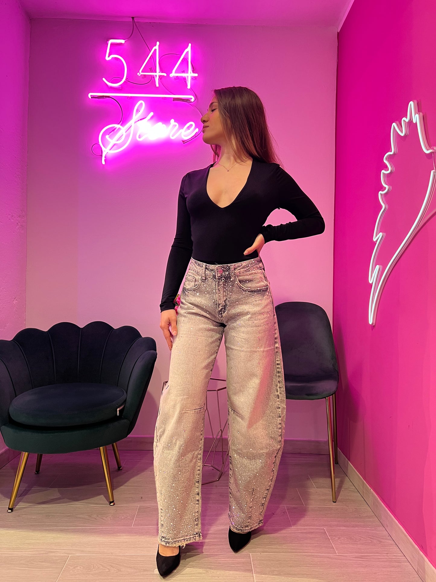 JEANS BALLON CON STRASS