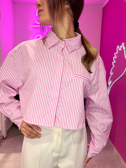 CAMICIA A RIGHE ROSA