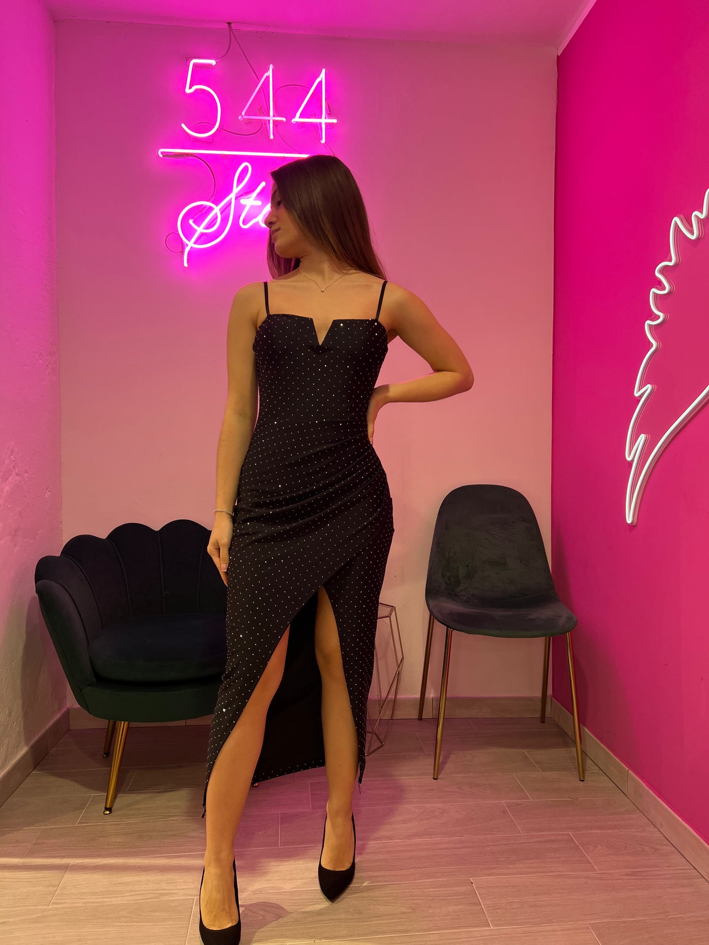 ABITO PARTY STRASS NERO