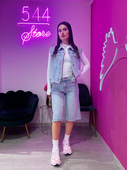 GILET STRASS DENIM