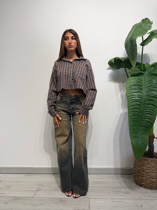 CAMICIA CROP TARTAN