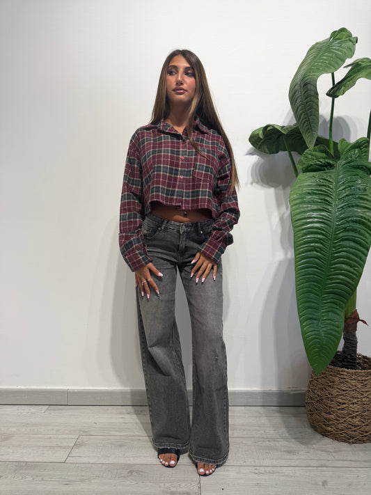 CAMICIA CROP TARTAN