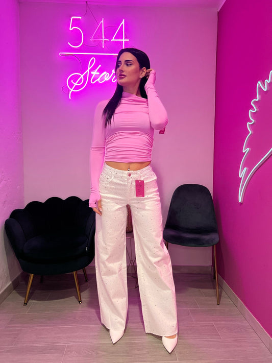JEANS WHITE CON STRASS